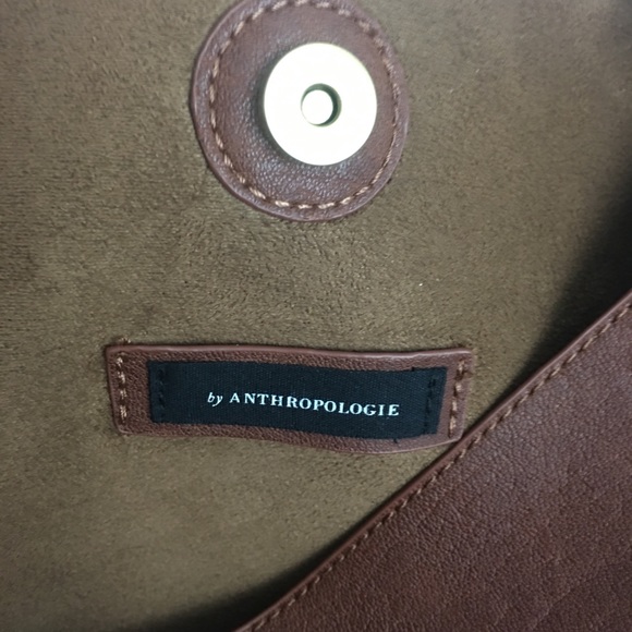 ANTHROPOLOGIE Shoulder Bag Faux Brown Leather LG - Picture 2 of 14